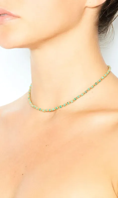 Tityaravy | Kamala Necklace - Beige/Turquoise sold by Sisters & Co
