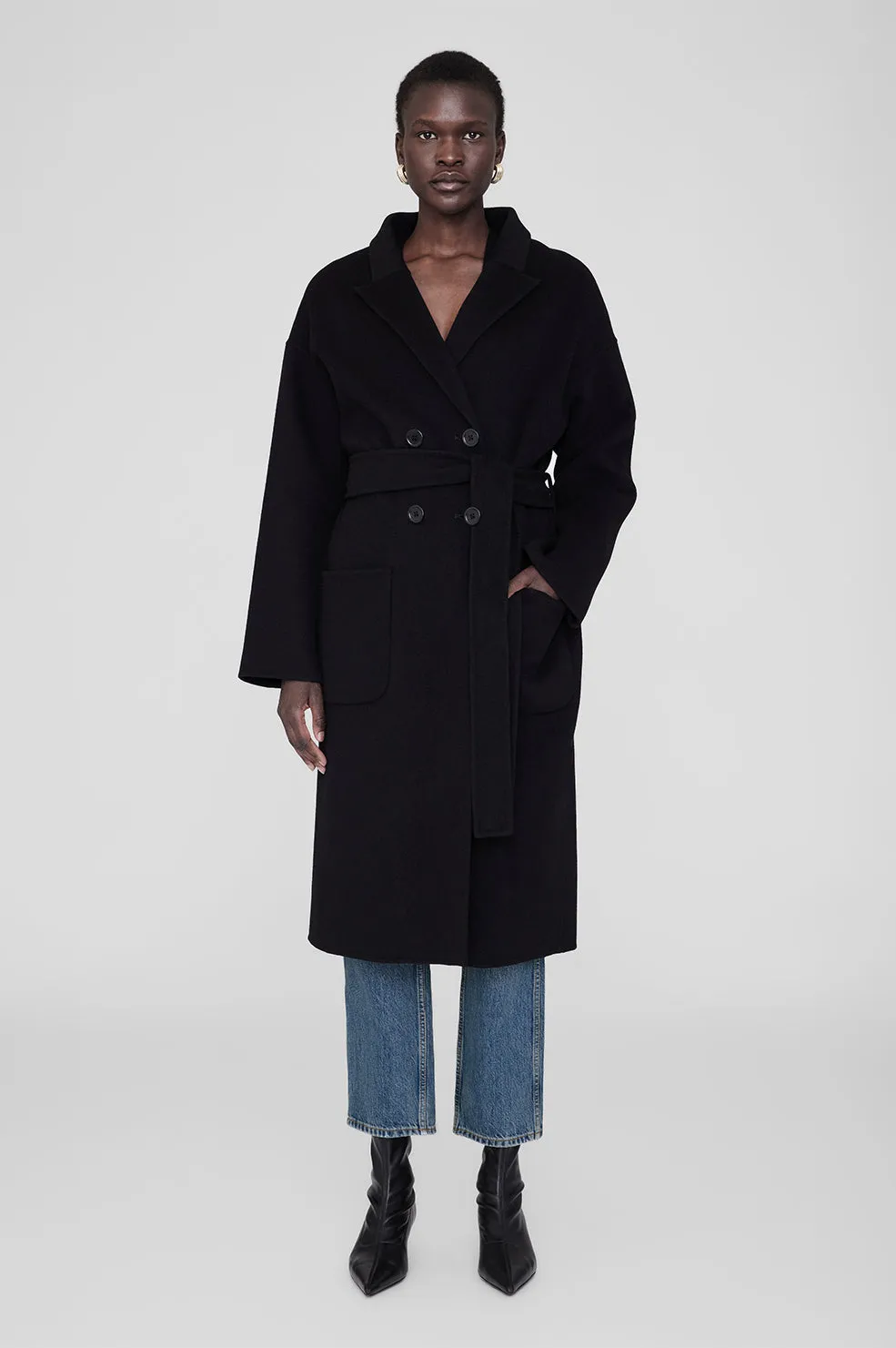Anine Bing | Dylan Coat - Black Cashmere sold by Sisters & Co product image thumbnail 2