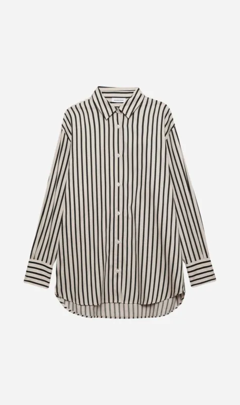 Anine Bing | Plaza Shirt - Black And Tan Stripe made by Anine Bing