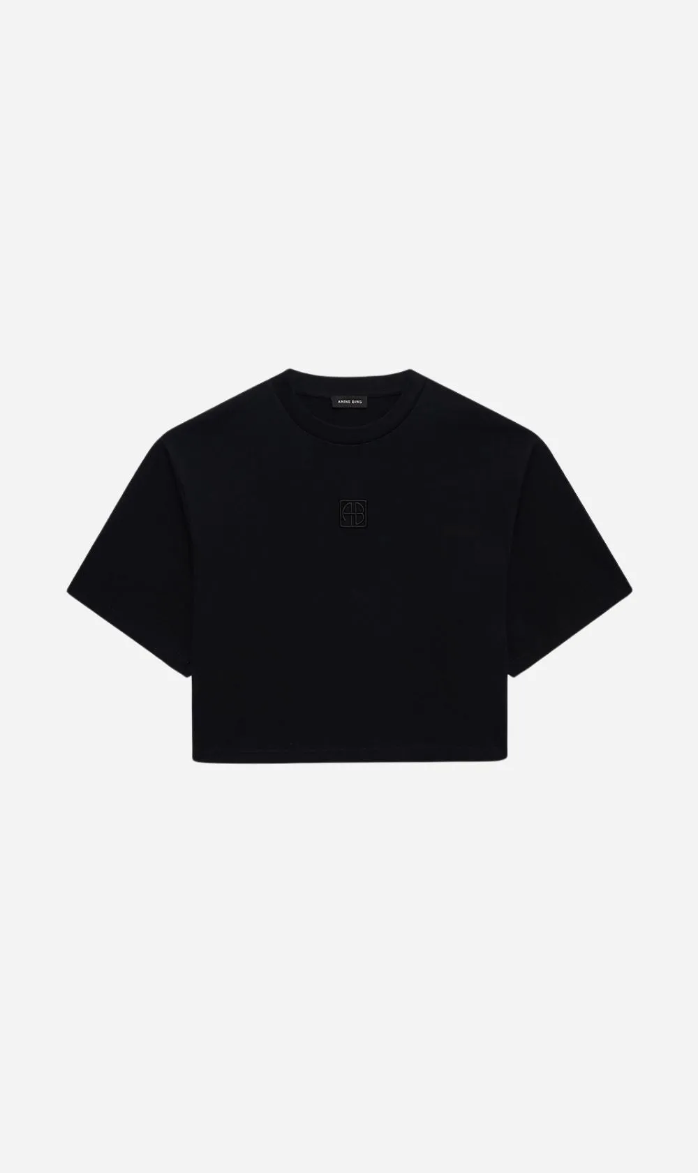 Anine Bing | Myers Cropped Tee Framed Monogram - Black sold by Sister & Co