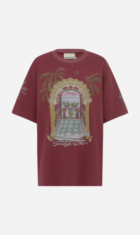 Alemais | Surrealist Summer Burgundy Tee sold by Sister & Co