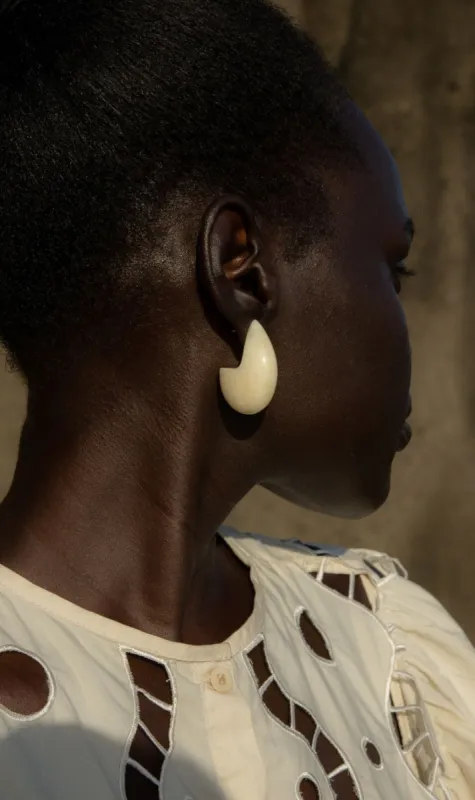 Adorn | Big Drop Earring - Natural Bone sold by Sister & Co