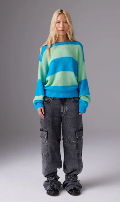 CRUSH | Amara Slouchy Stripe Crew - Pistachio Cream sold by Sisters & Co