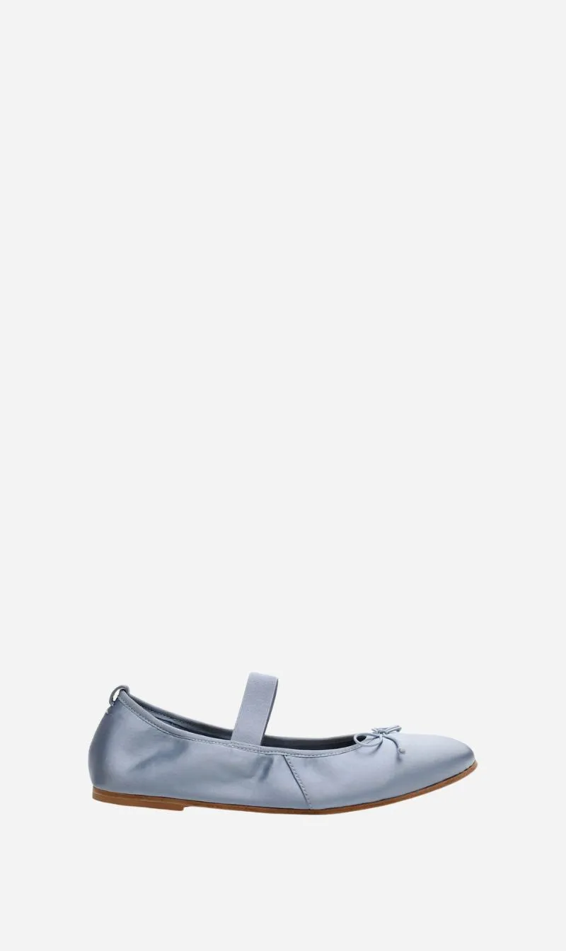 La Tribe | Ballet Flat - Blue Capri Satin sold by Sister & Co