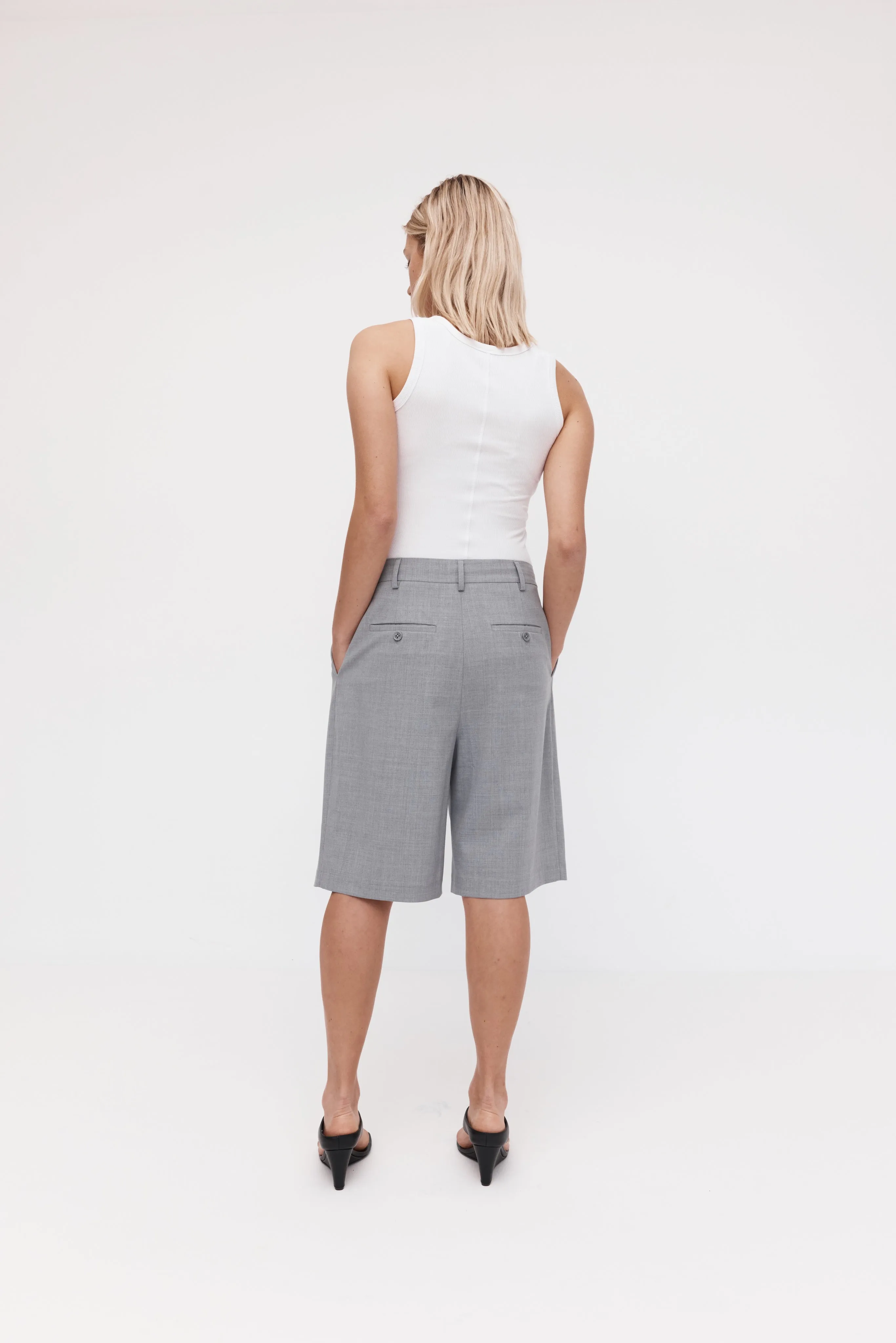 Rebe | Double Pleated Shorts - Grey sold by Sisters & Co product image thumbnail 3