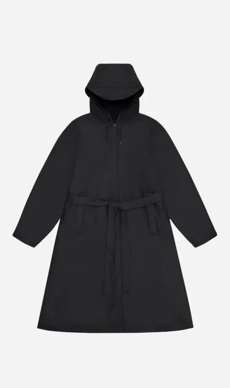 Rains | A Line Longer Jacket - Black sold by Sisters & Co