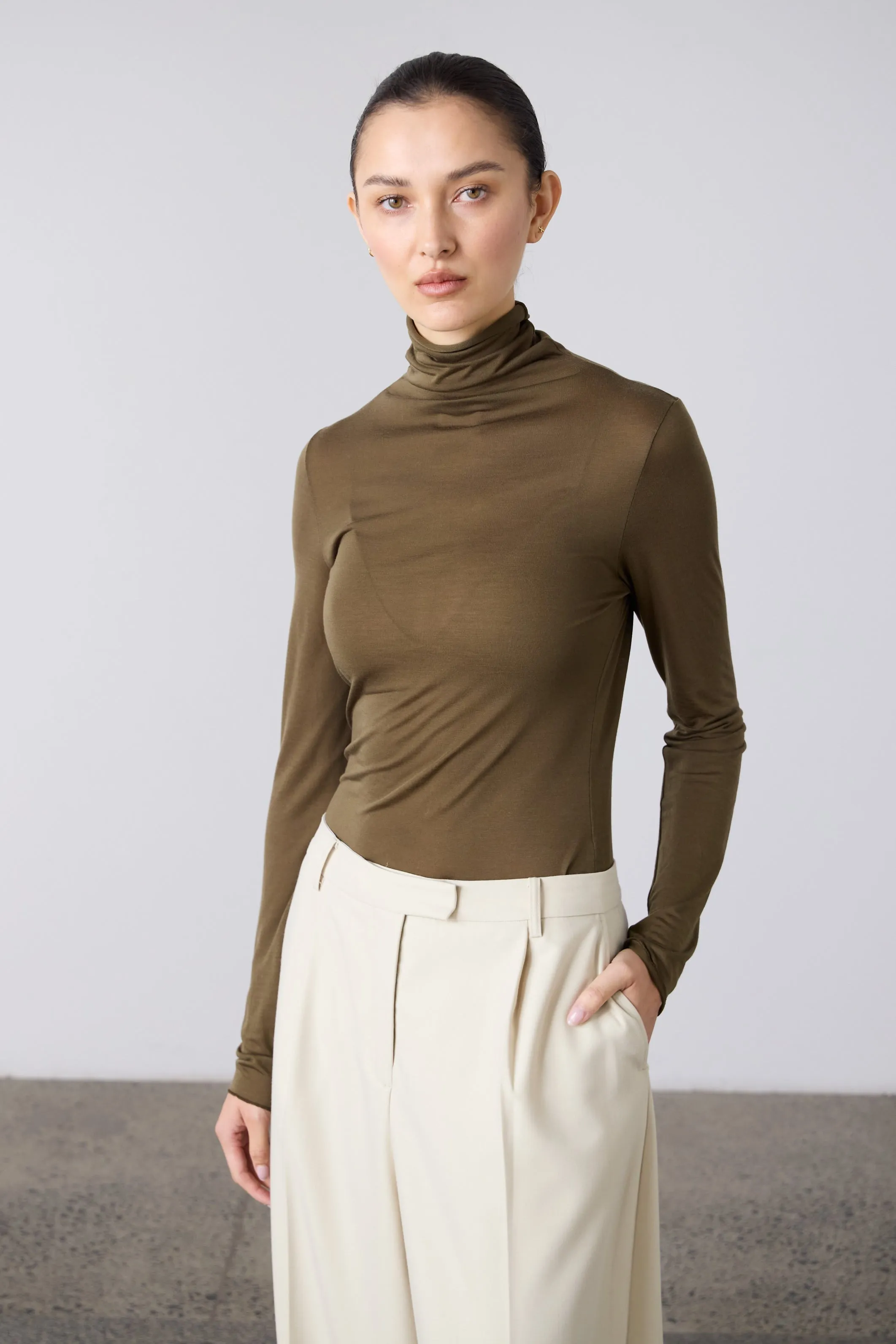 Laing | Tencel Polo - Khaki sold by Sister & Co