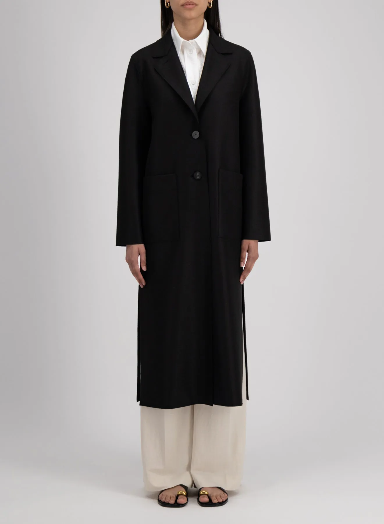 Harris Wharf London | Long Boxy Coat Light Pressed Wool - Black sold by Sisters & Co product image thumbnail 2
