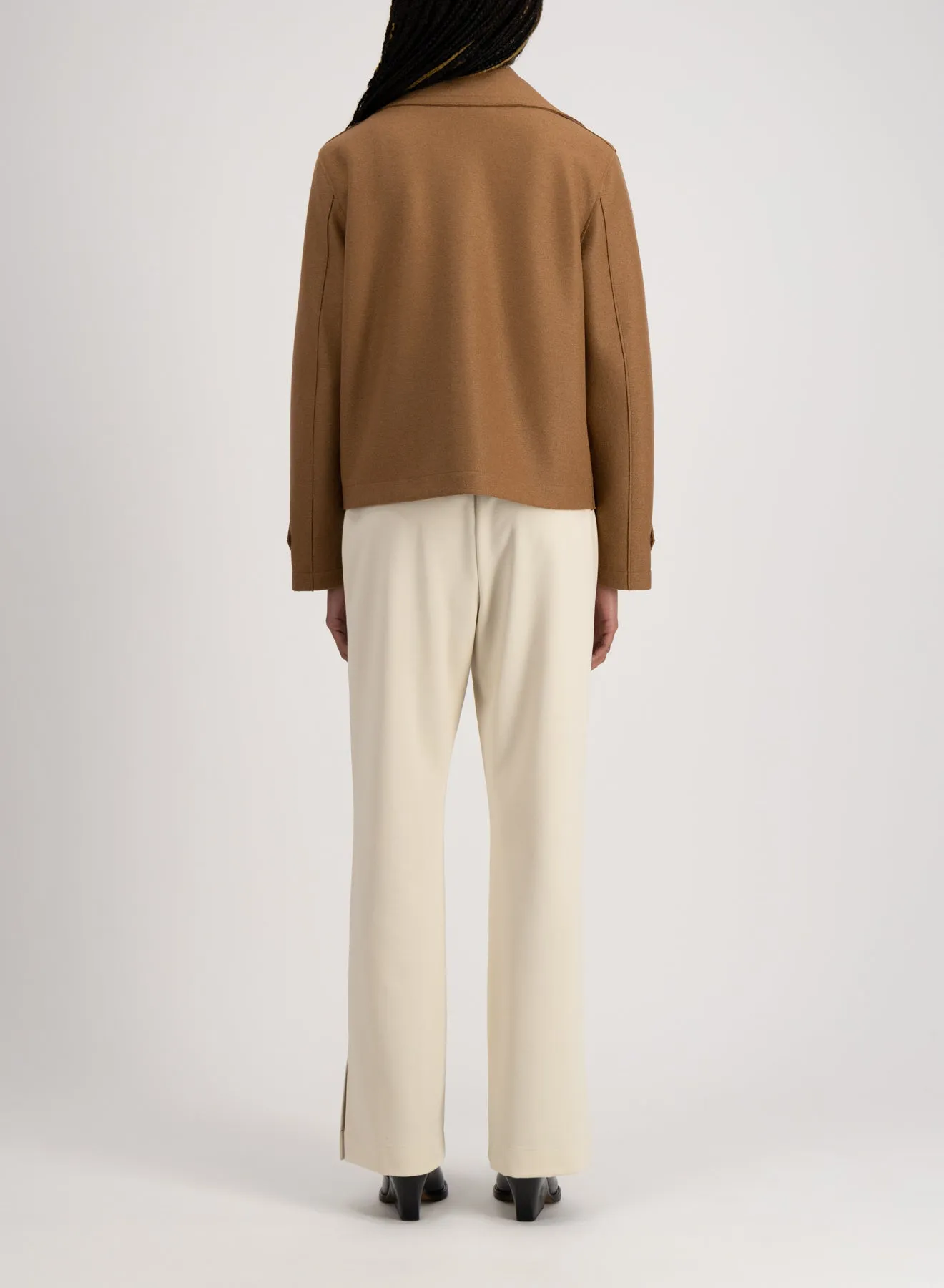 Harris Wharf London | Cropped Peacoat Light Pressed Wool - Toffee sold by Sister & Co product image thumbnail 4