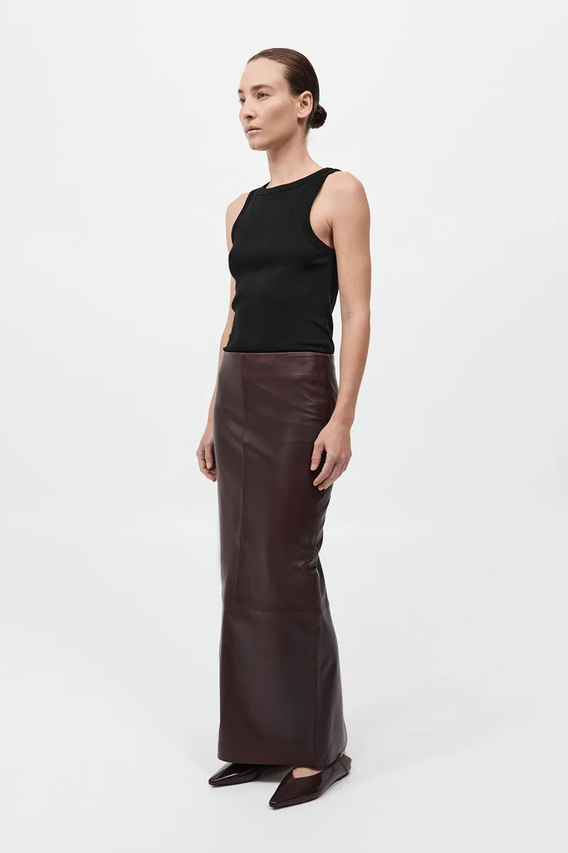 St Agni | Leather Column Skirt - Bordeau sold by Sister & Co product image thumbnail 4