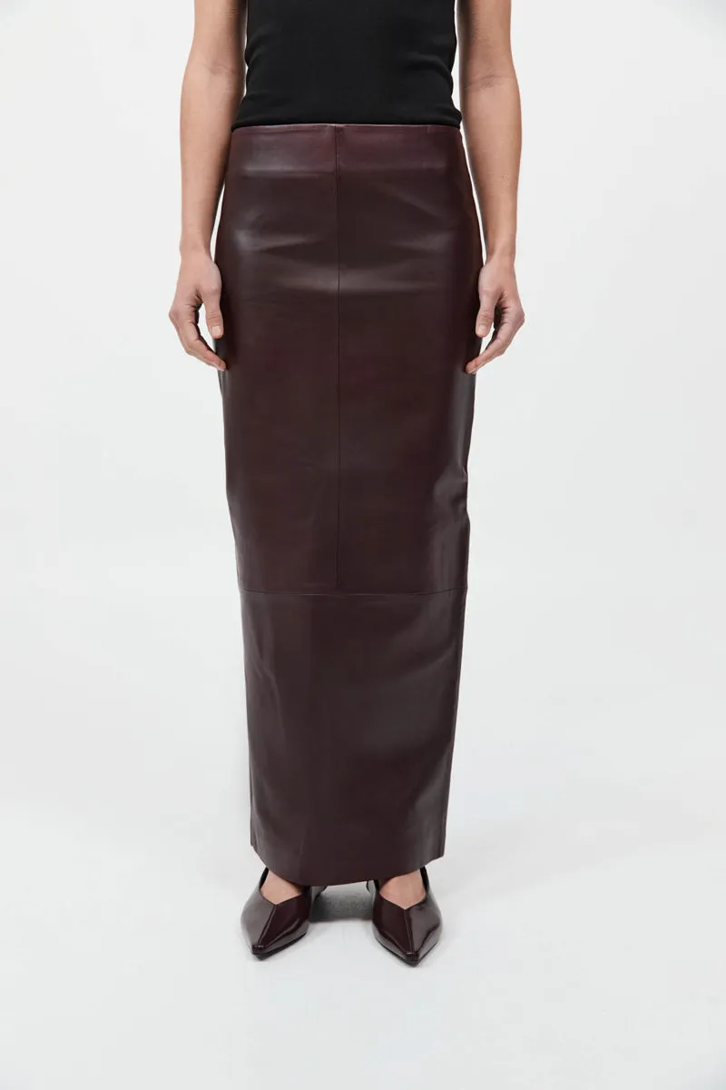 St Agni | Leather Column Skirt - Bordeau sold by Sister & Co product image thumbnail 3