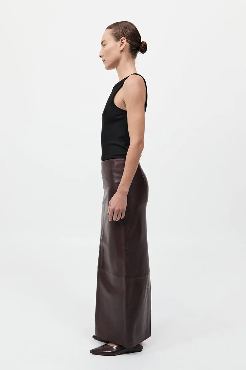 St Agni | Leather Column Skirt - Bordeau sold by Sister & Co product image thumbnail 5