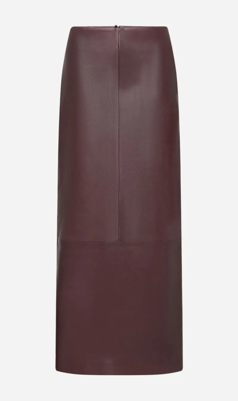St Agni | Leather Column Skirt - Bordeau sold by Sister & Co