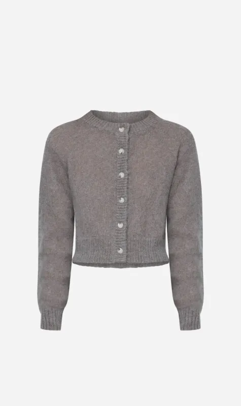Wynn Hamlyn | Fluffy Mohair Cardigan - Mushroom sold by Sister & Co