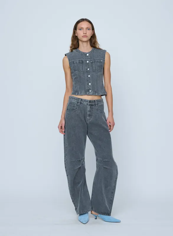Wynn Hamlyn | Molly Denim Top - Grey sold by Sister & Co