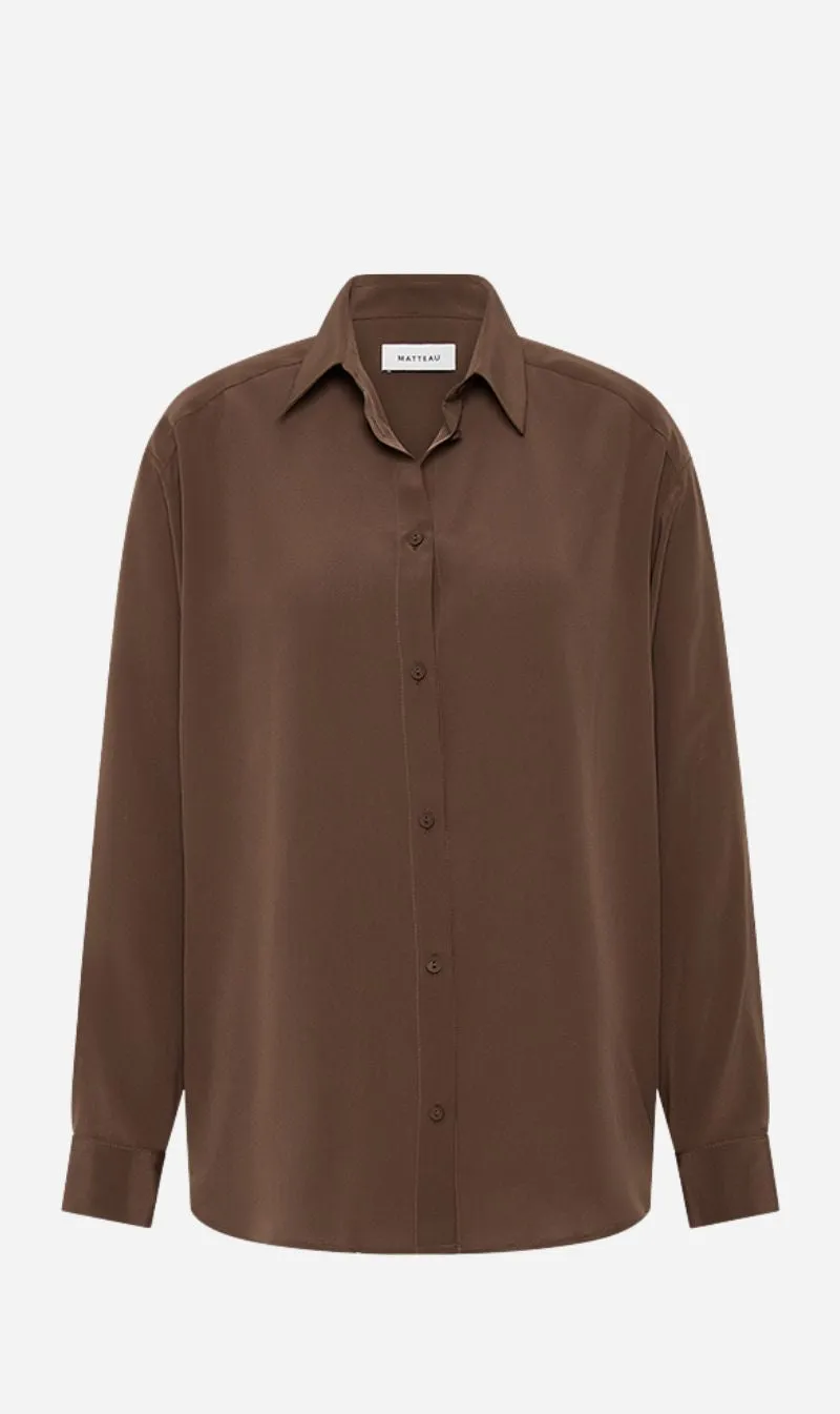 Matteau | Long Sleeve Silk Shirt - Truffle sold by Sister & Co
