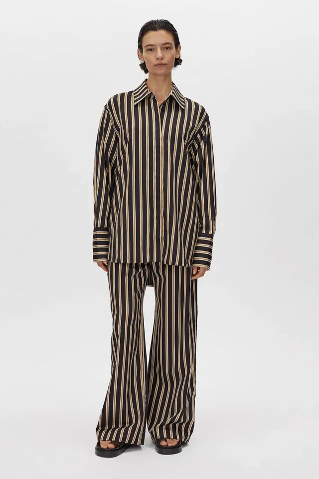 Camilla and Marc | Novella Shirt - Black/Bronze Stripe sold by Sisters & Co