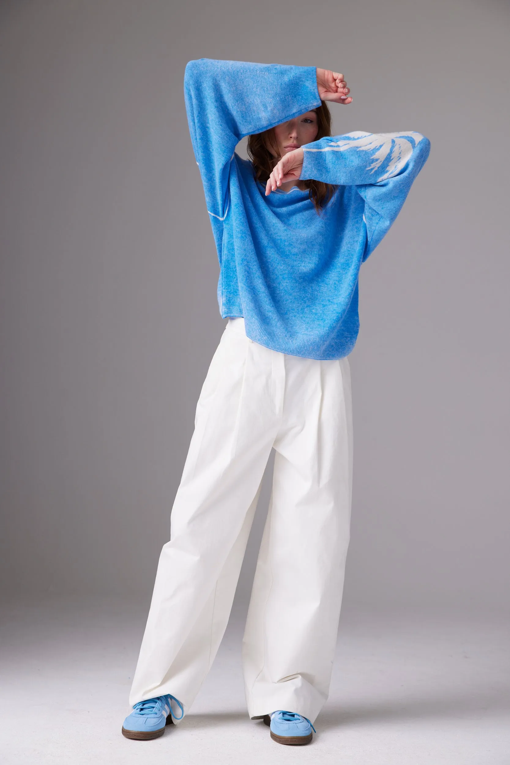 CRUSH | Palm Inked Cashmere Crew Sweater - Sky Mist sold by Sister & Co product image thumbnail 4