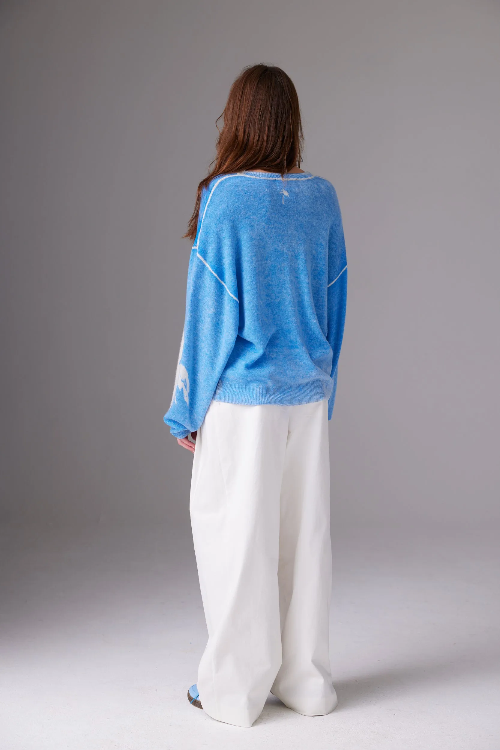 CRUSH | Palm Inked Cashmere Crew Sweater - Sky Mist sold by Sister & Co product image thumbnail 2