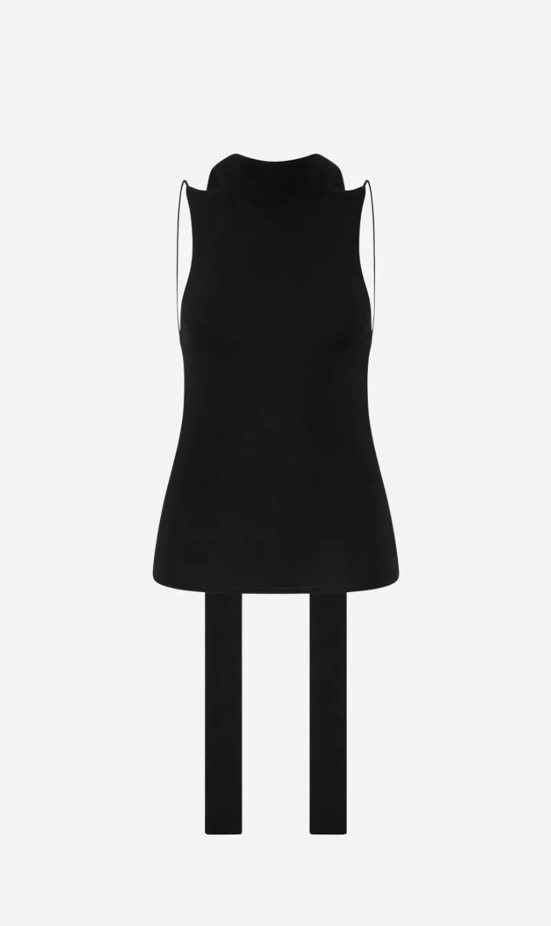 St Agni | Knit Scarf Top - Black sold by Sister & Co