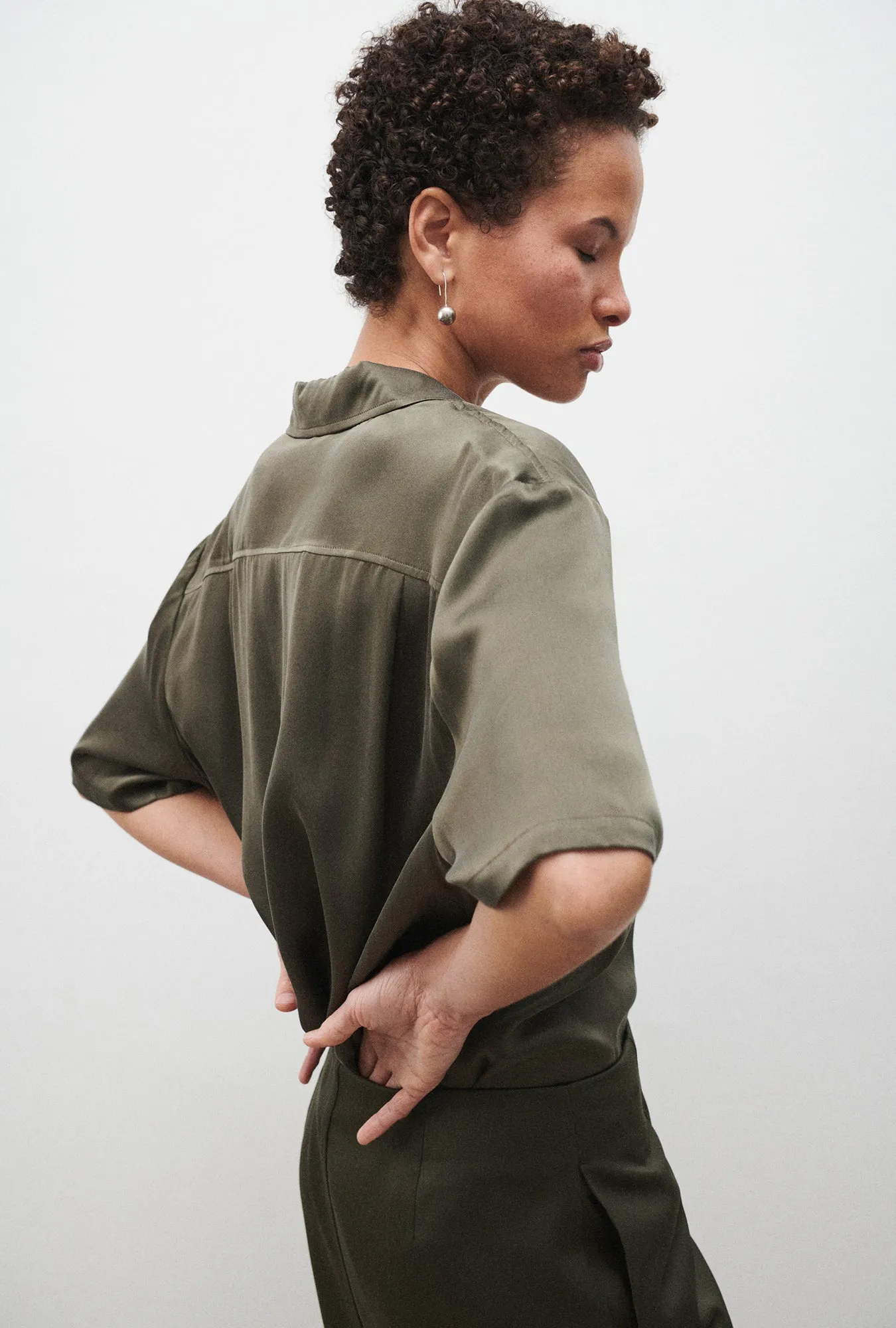 Silk Laundry | Short Sleeve Boyfriend Shirt - Pine sold by Sister & Co product image thumbnail 3