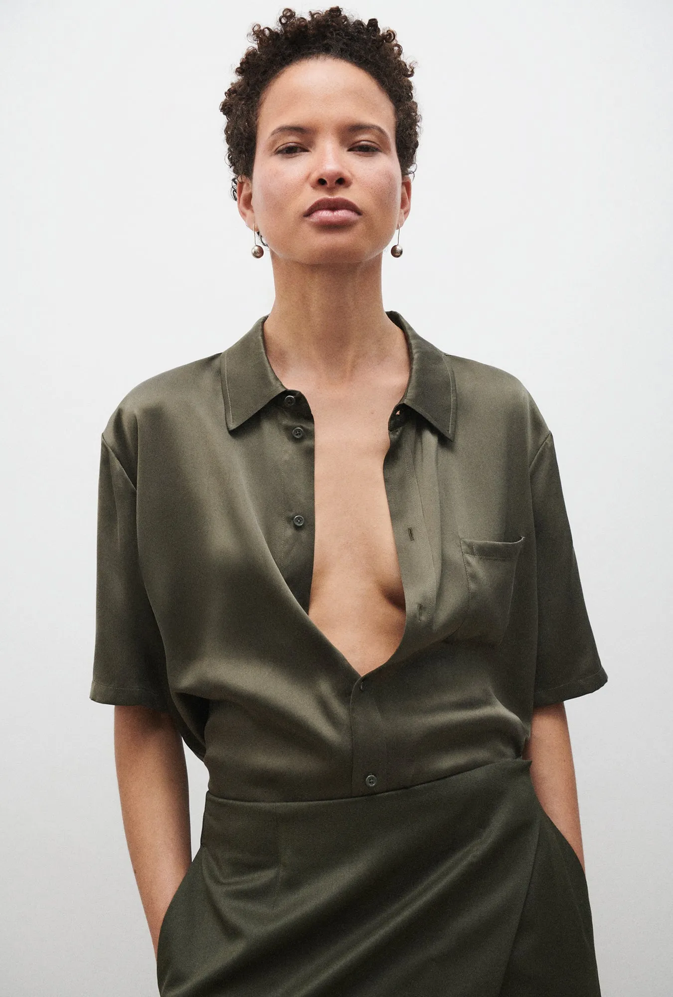 Silk Laundry | Short Sleeve Boyfriend Shirt - Pine sold by Sister & Co product image thumbnail 4