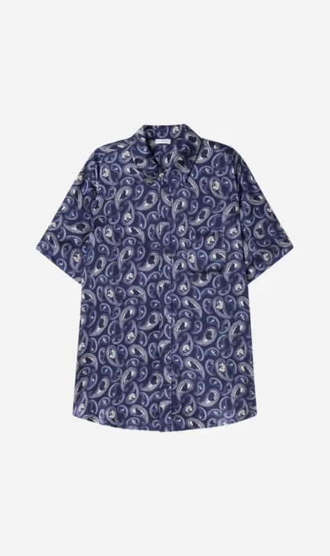 Silk Laundry | Short Sleeve Boyfriend Shirt - Hounds Paisley sold by Sister & Co