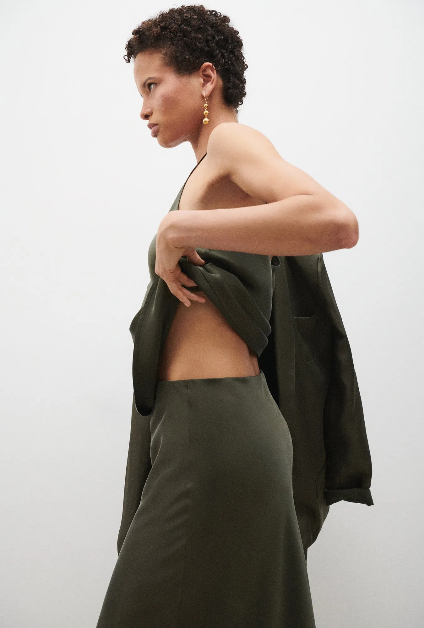 Silk Laundry | Long Bias Cut Skirt - Pine sold by Sisters & Co product image thumbnail 3