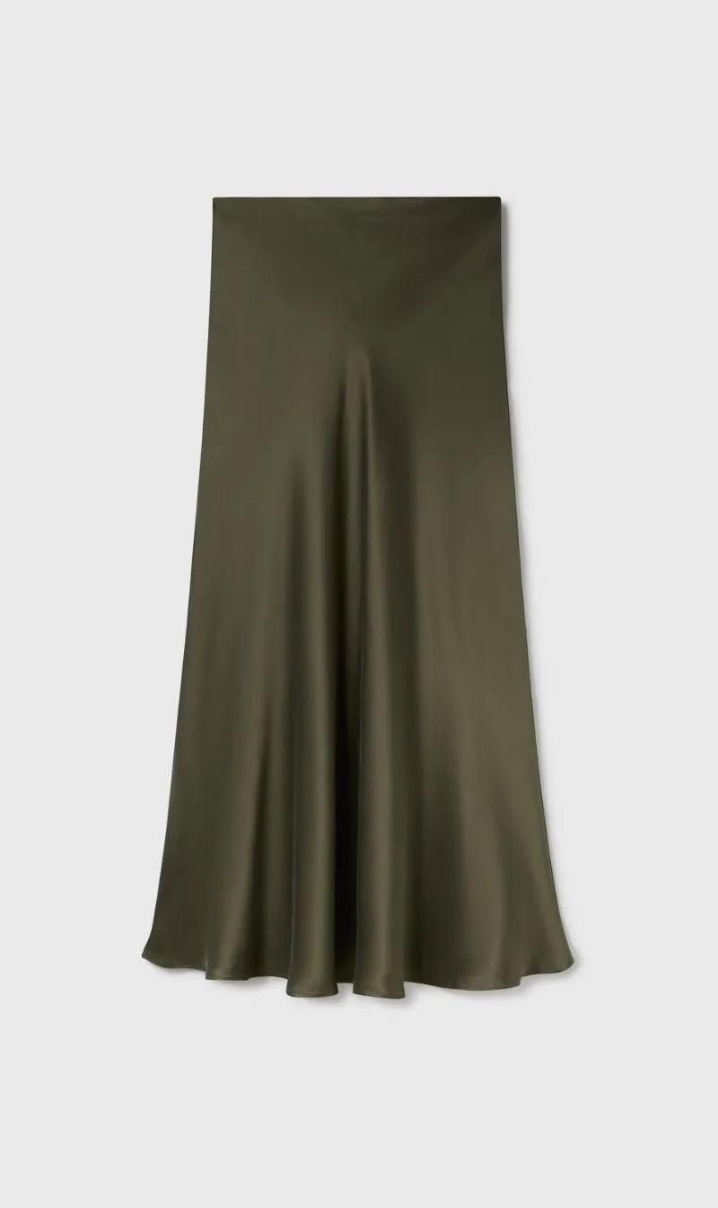 Silk Laundry | Long Bias Cut Skirt - Pine sold by Sisters & Co