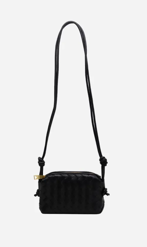 La Tribe | Woven Dumpling Bag - Black made by Sisters & Co