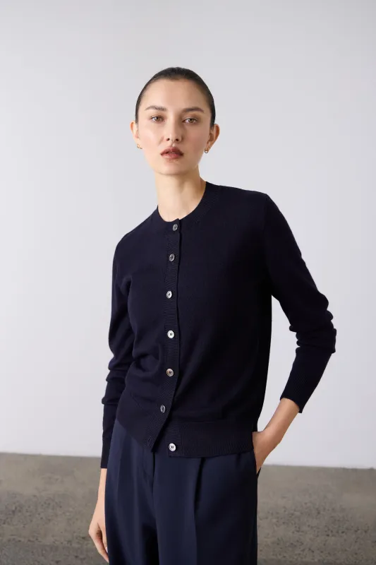 Laing | Sylvia Merino Cardigan - Navy sold by Sister & Co