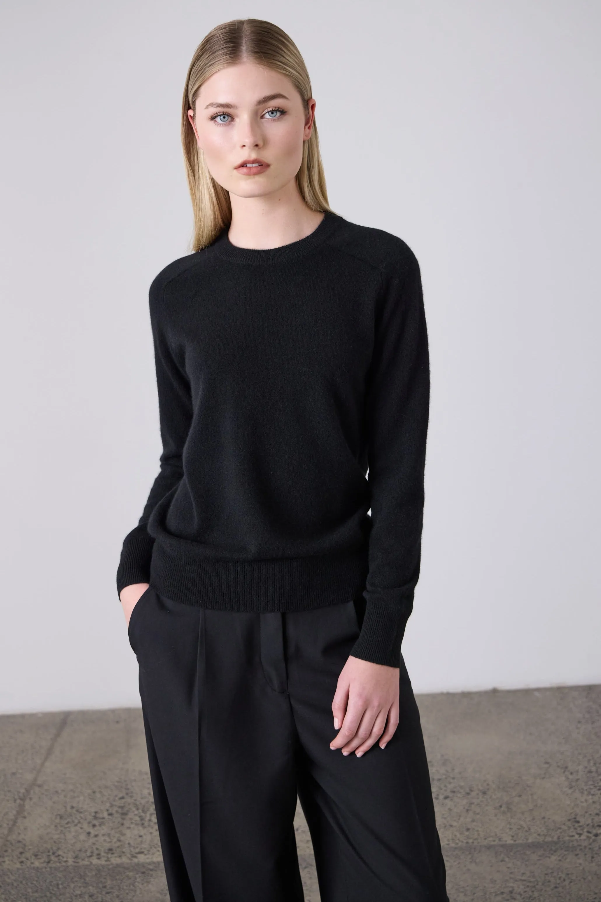 Laing | Sam Cashmere Crew - Black sold by Sister & Co