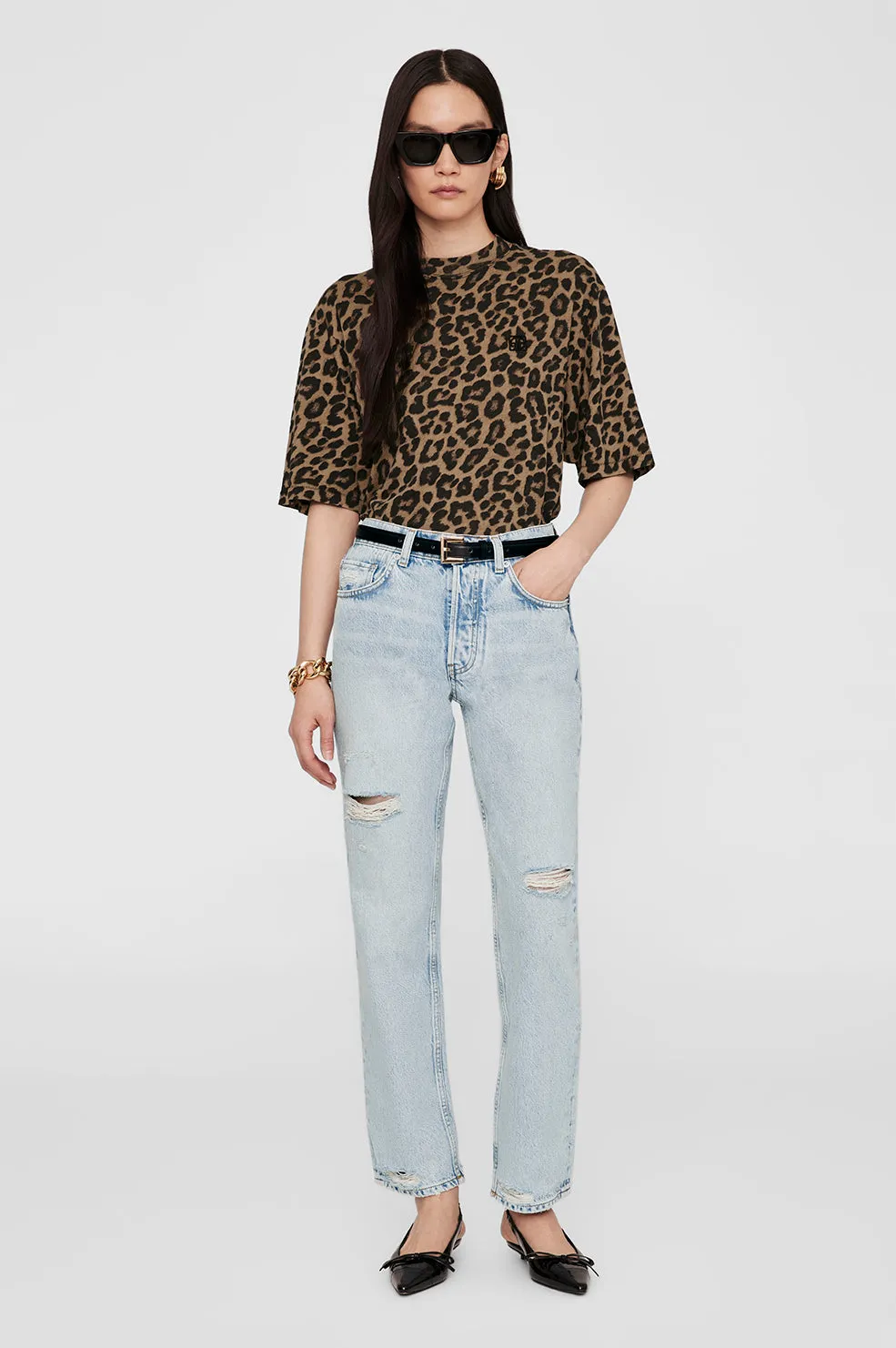 Anine Bing | Avi Tee - Black & Brown Leopard sold by Sisters & Co product image thumbnail 2