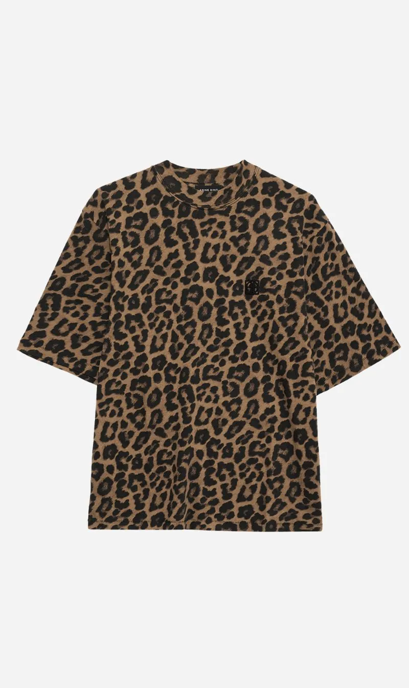 Anine Bing | Avi Tee - Black & Brown Leopard sold by Sisters & Co
