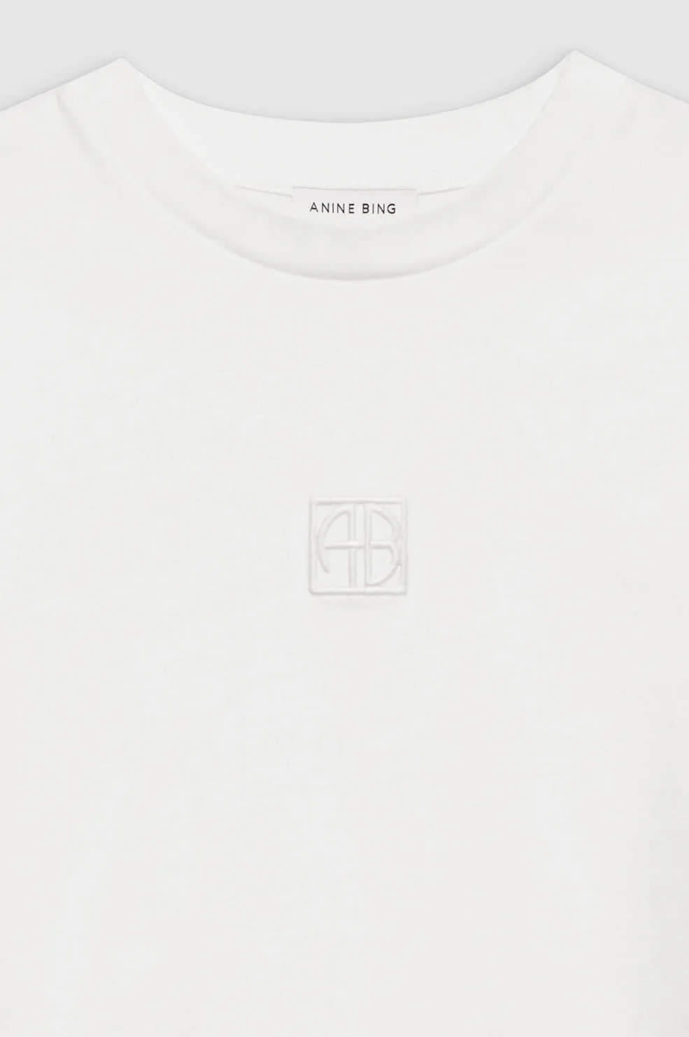 Anine Bing | Myers Cropped Tee Framed Monogram -Ivory sold by Sister & Co product image thumbnail 3