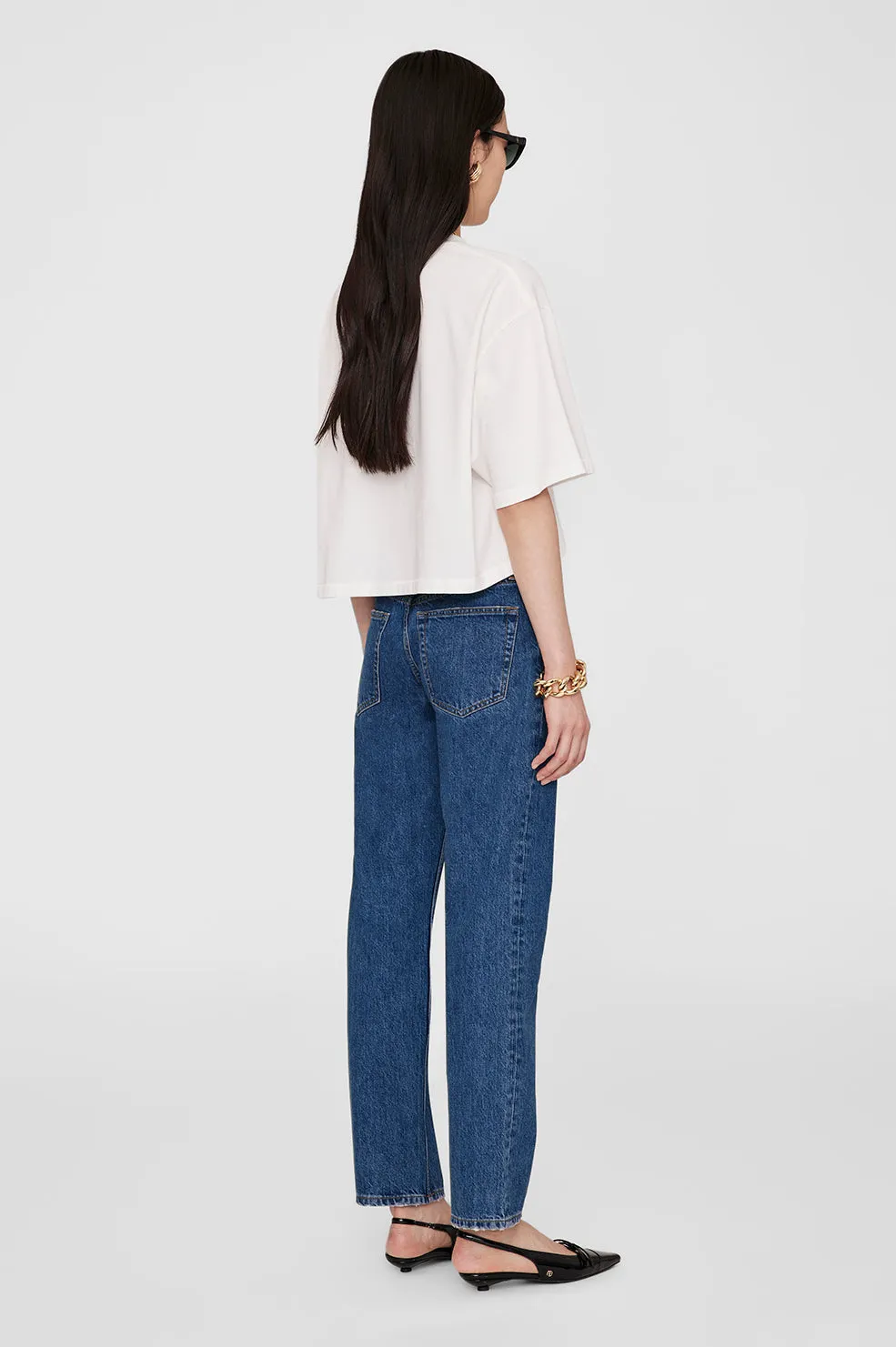 Anine Bing | Myers Cropped Tee Framed Monogram -Ivory sold by Sister & Co product image thumbnail 4