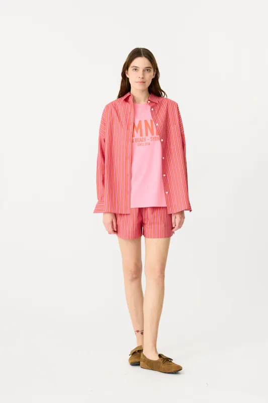 LMND | Chiara Long Sleeve Shirt - Pink/Burnt Orange Stripe made by Sisters & Co