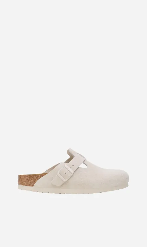 Birkenstock | Boston Soft Footbed Suede Regular - Antique White sold by Sister & Co