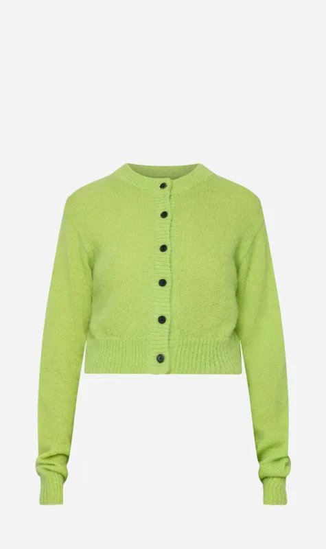 Wynn Hamlyn | Fluffy Mohair Cardigan - Acid Green sold by Sister & Co