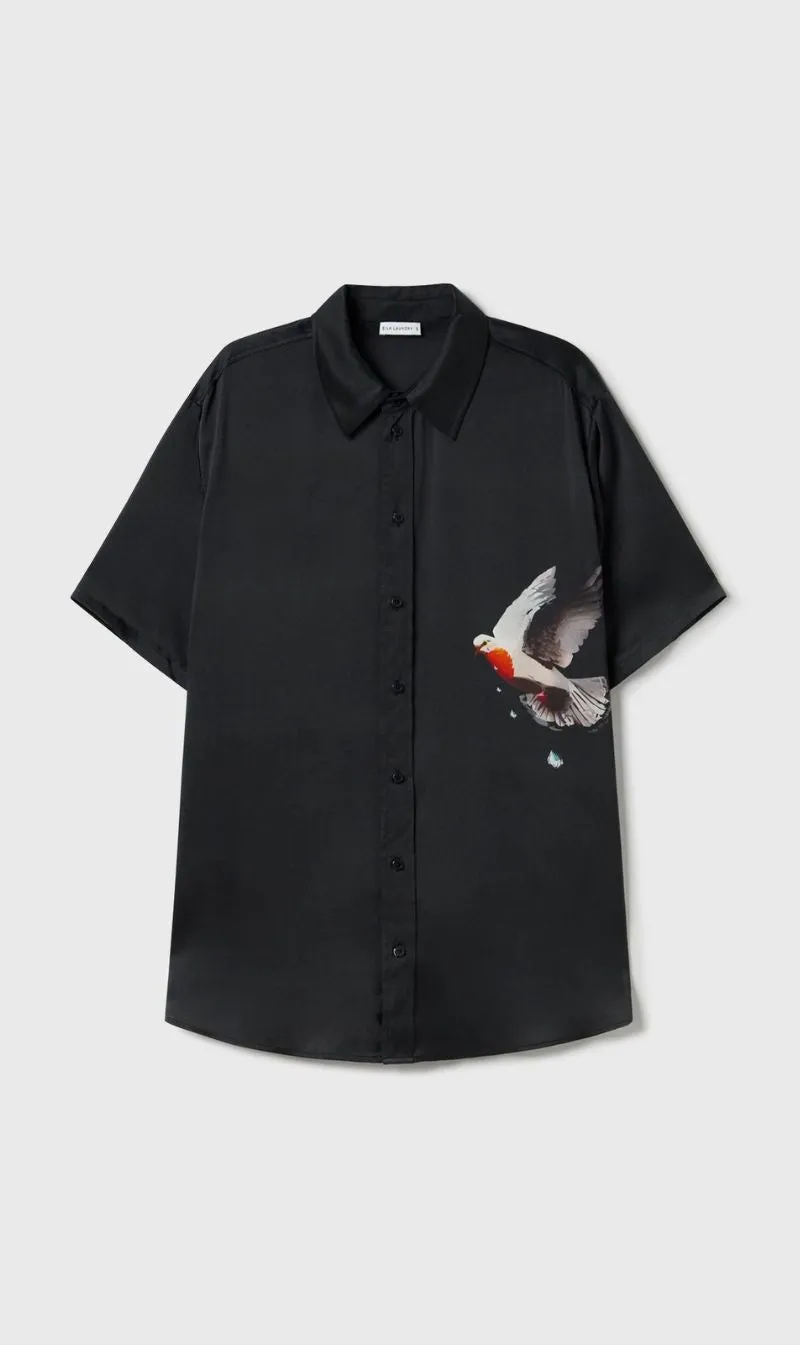Silk Laundry | Short Sleeve Boyfriend Shirt - Bleeding Dove sold by Sister & Co