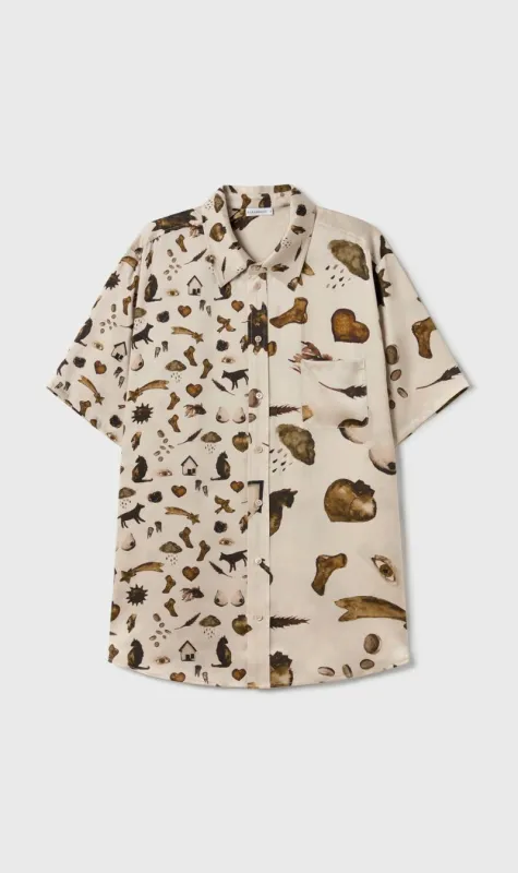 Silk Laundry | Short Sleeve Boyfriend Shirt - Miracles Hazelnut sold by Sister & Co