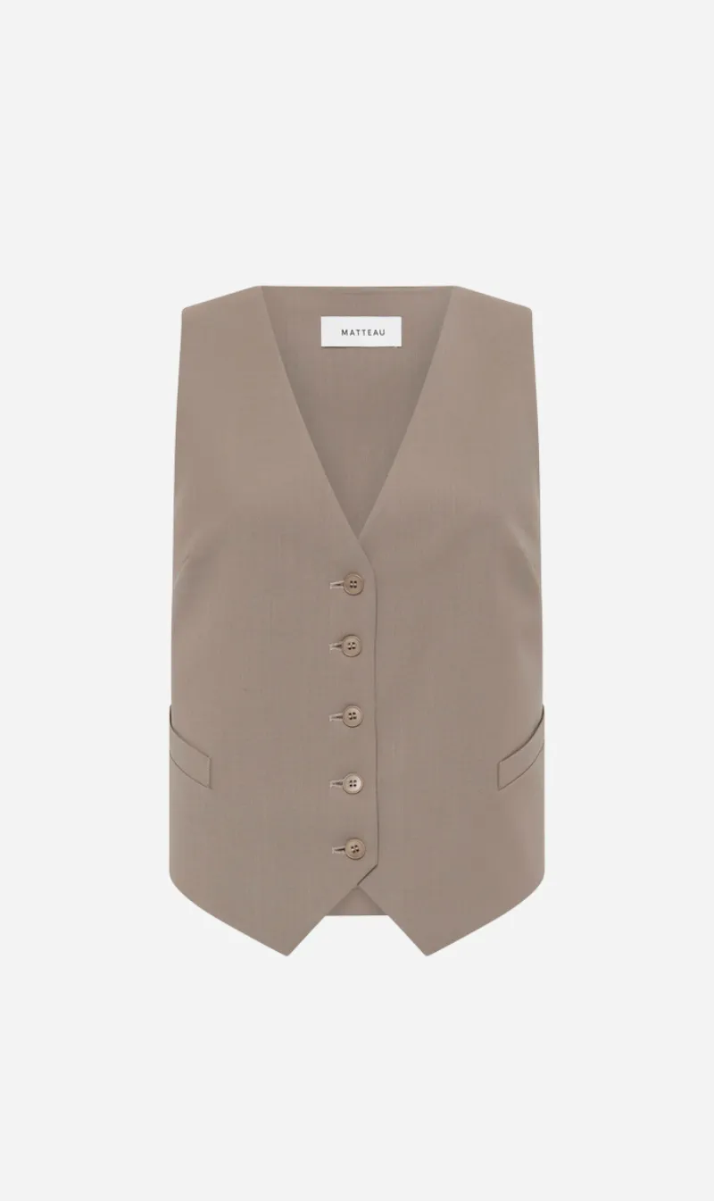 Matteau | Tailored Waistcoat - Taupe sold by Sister & Co