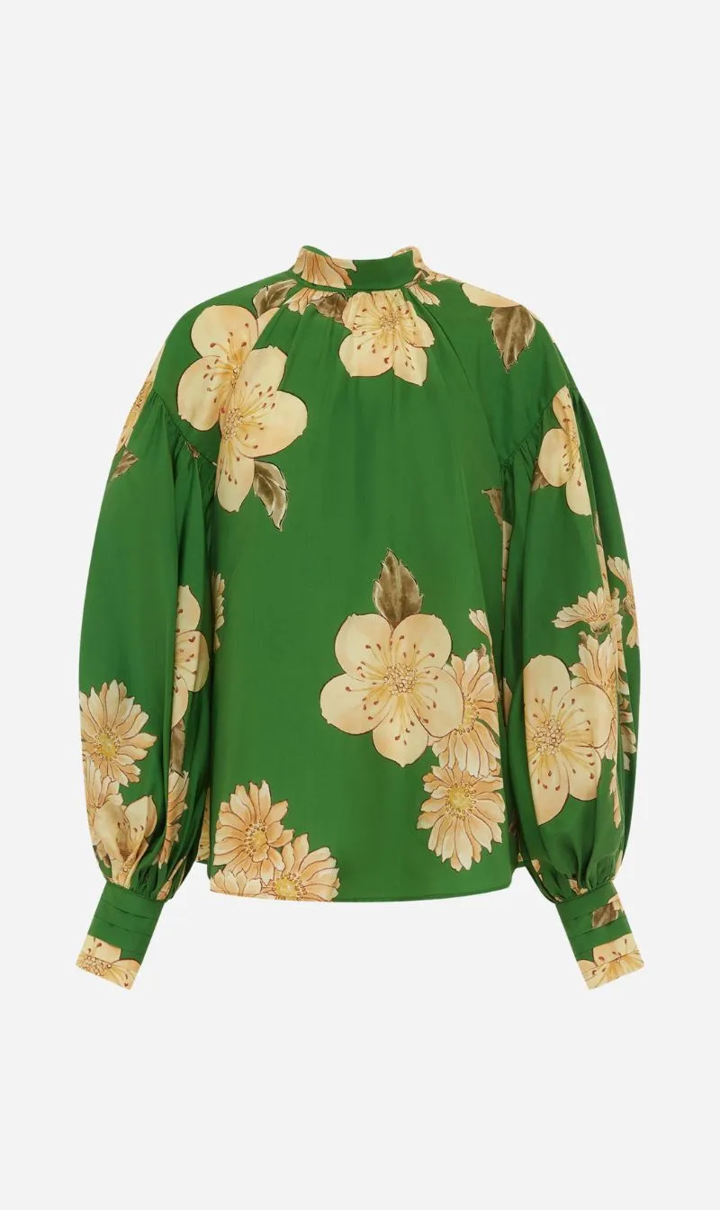 Alemais | Sage Silk Blouse sold by Sisters & Co