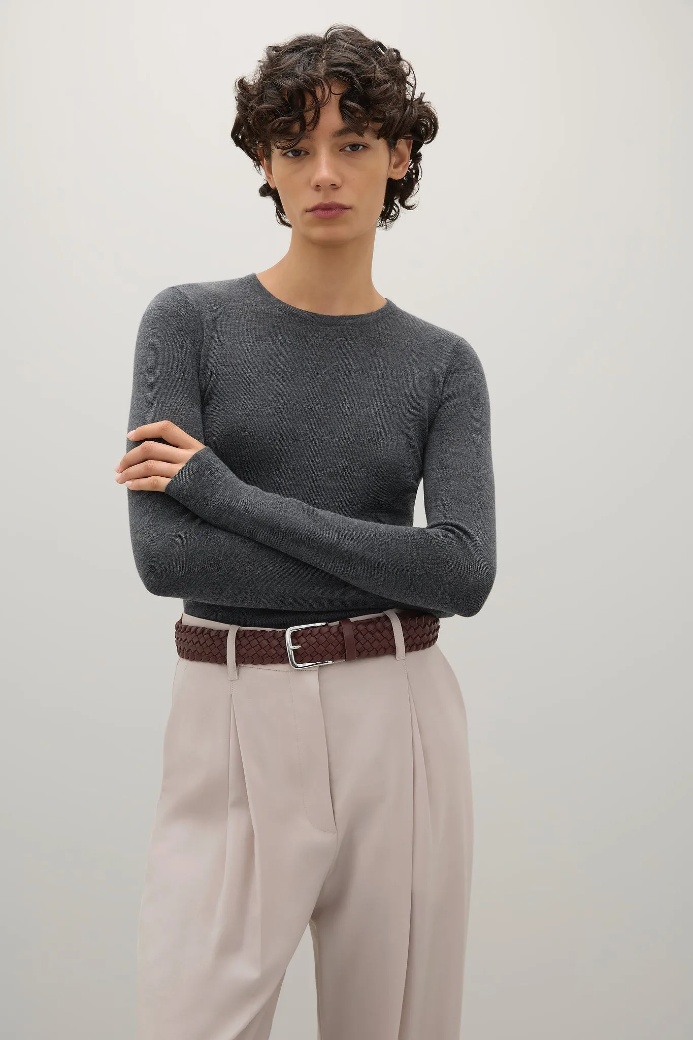 A.Emery | The Charlie Top - Mid Grey Melange sold by Sisters & Co product image thumbnail 2