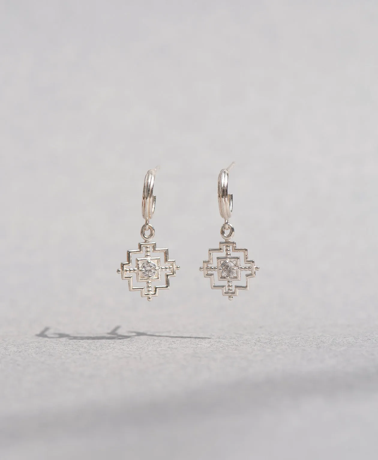 Zoe & Morgan | Centered Earrings - Silver/White Zircon sold by Sisters & Co product image thumbnail 2