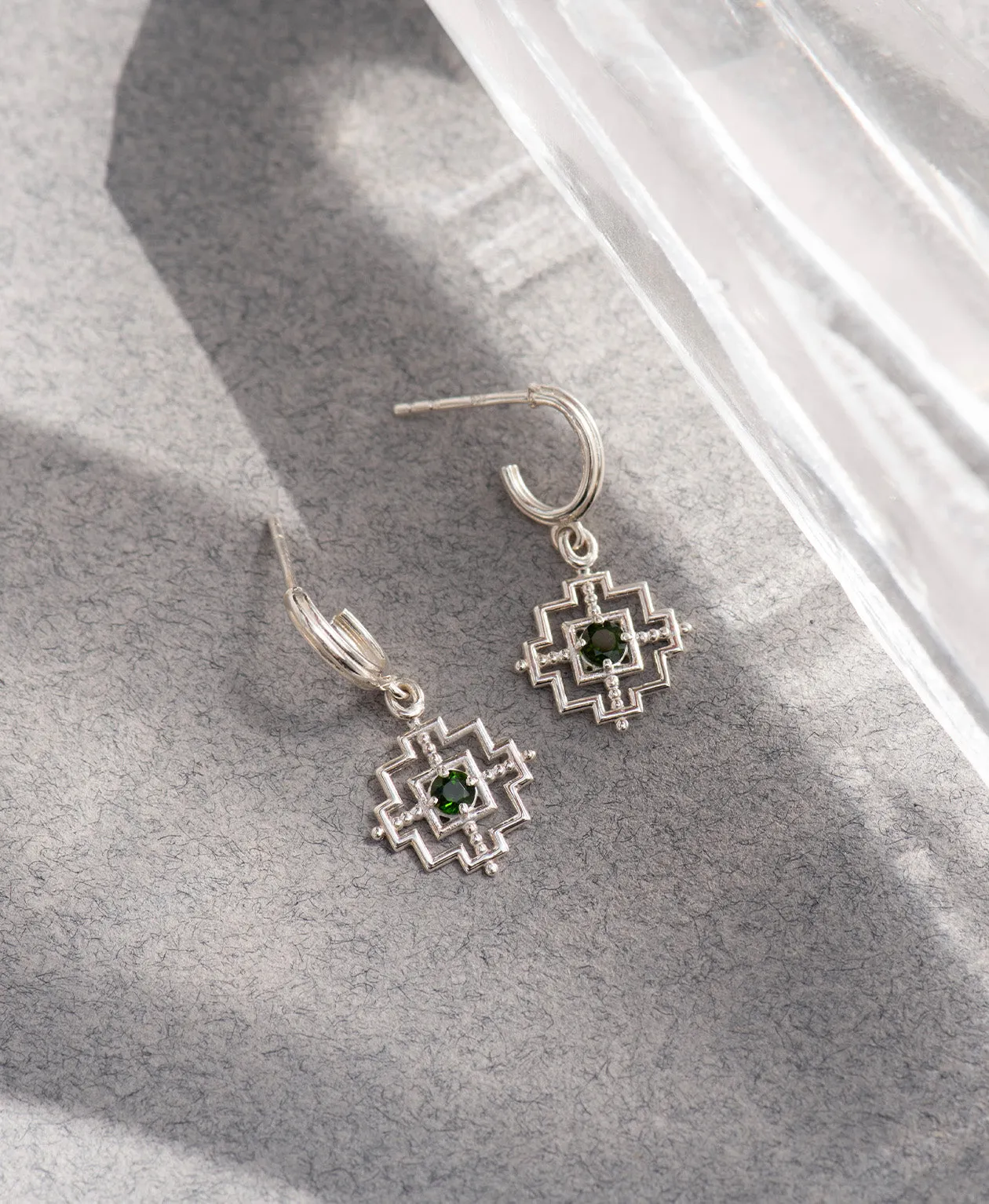 Zoe & Morgan | Centred Earrings - Silver/Chrome Diopside sold by Sisters & Co product image thumbnail 4