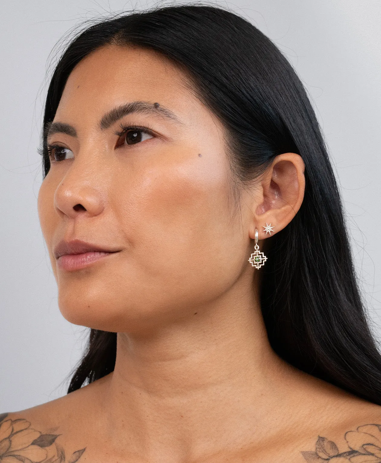 Zoe & Morgan | Centred Earrings - Silver/Chrome Diopside sold by Sisters & Co product image thumbnail 3