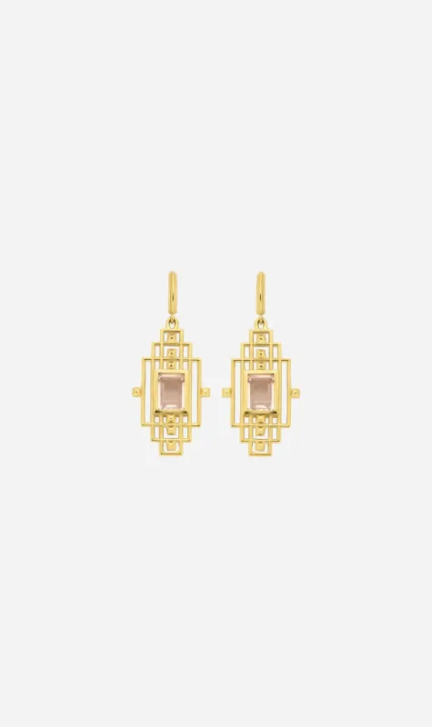 Zoe & Morgan | Bliss Earrings - Gold/Rose Quartz made by Sisters & Co