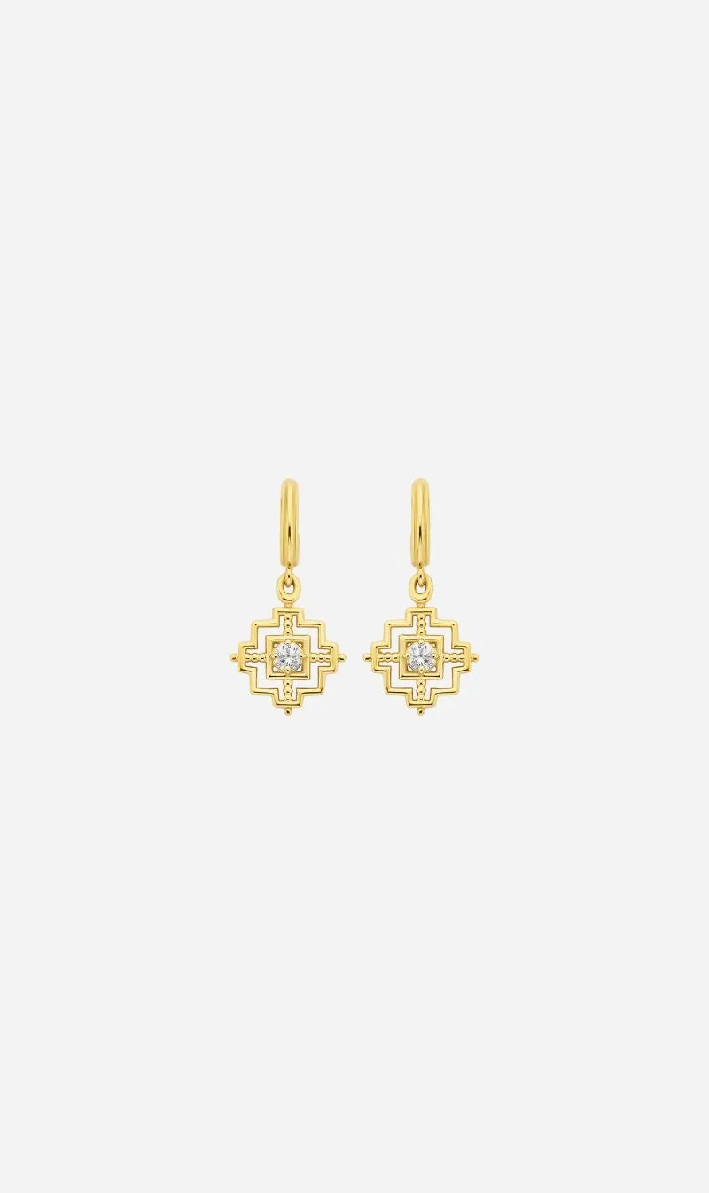Zoe & Morgan | Centered Earrings - Gold/White Zircon sold by Sisters & Co