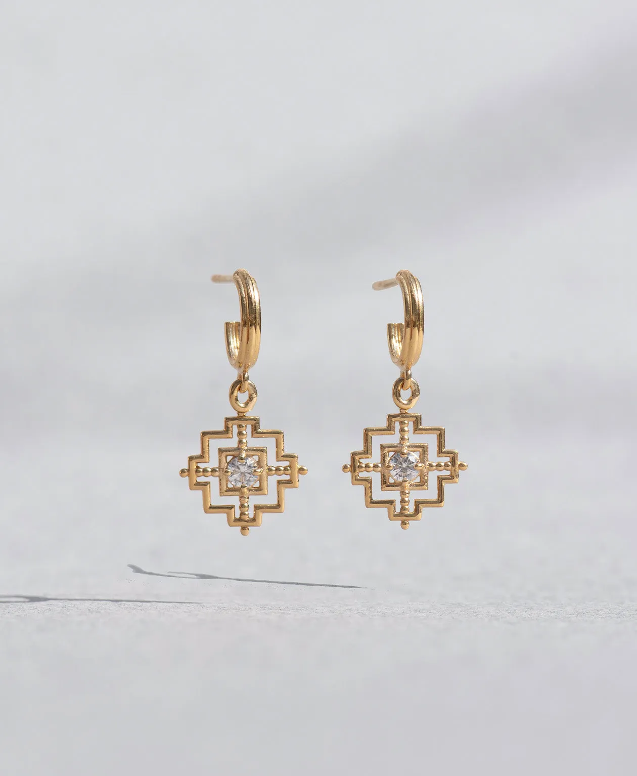 Zoe & Morgan | Centered Earrings - Gold/White Zircon sold by Sisters & Co product image thumbnail 2